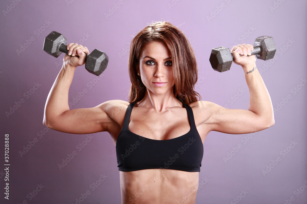 Fitness model's dumbbell routine Fitness model's dumbbell routine