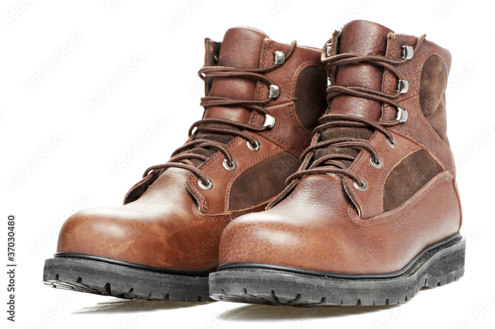 new work wear boots on white background