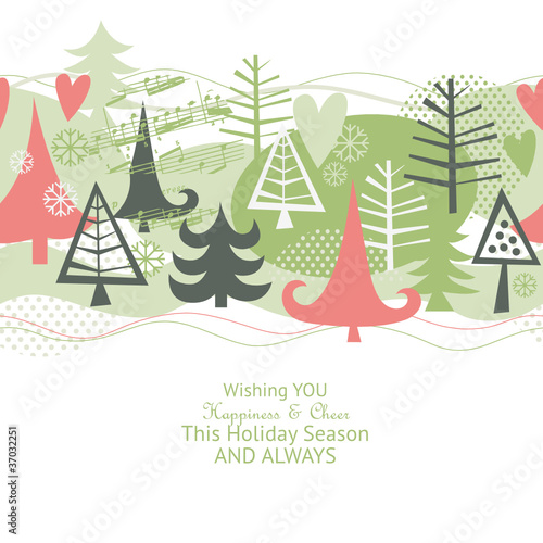 Greeting card, Christmas card , hotizontal seamless