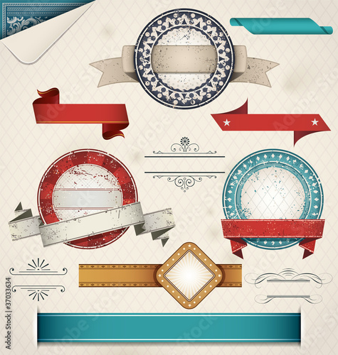 Vintage Grungy Design Elements. Vector Illustration.