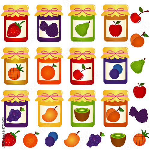 vector Icons: Bottles of home-made Jam (jelly)