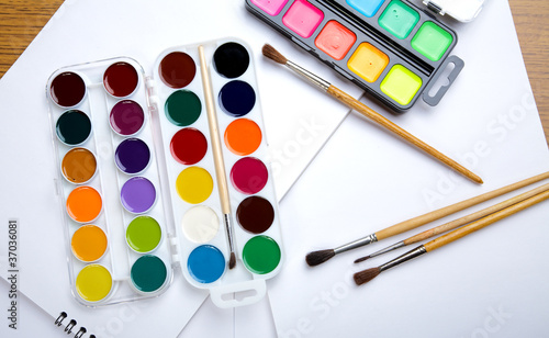 Water colour paints brush albums for drawing
