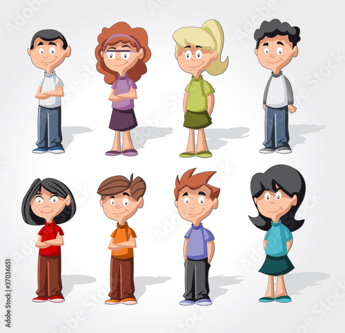 Cute happy cartoon kids