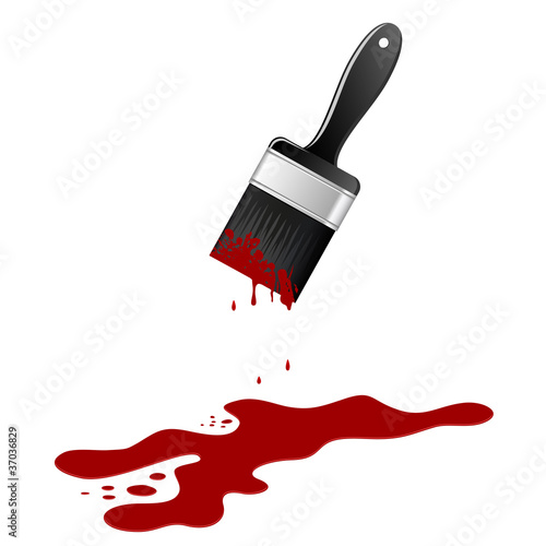 Brush with blood. Vector illustration.