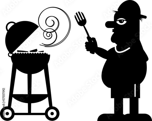 Man and Grill, vector illustration