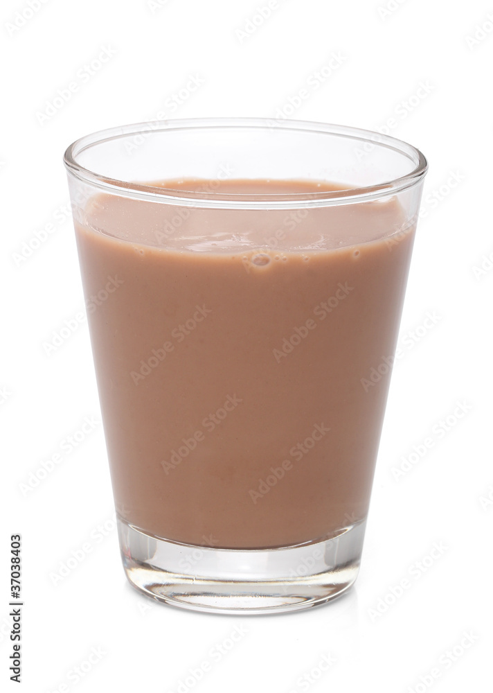 Glass with chocolate milk, over white, with clipping path Glass with chocolate milk, over white, with clipping path