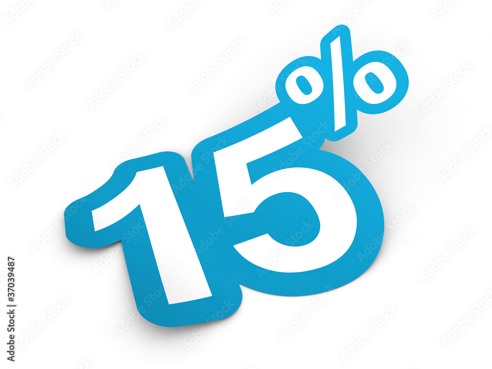 15 Percent sticker 3d render illustration 15 Percent sticker 3d render illustration