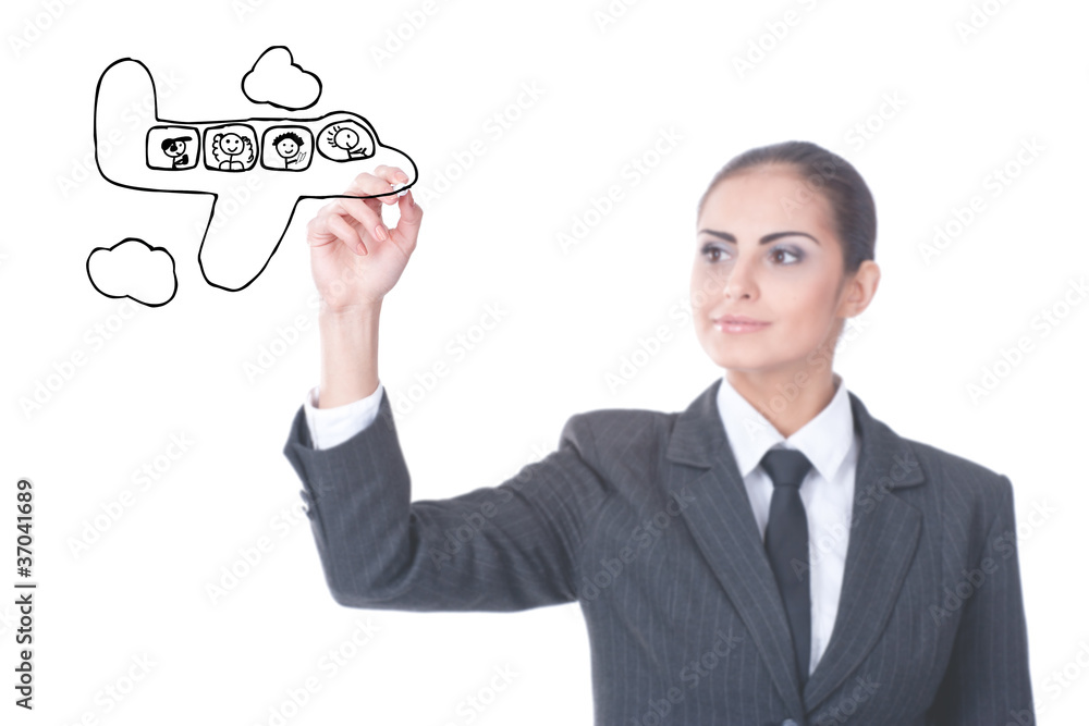 young businesswoman with an empty diagram young businesswoman with an empty diagram