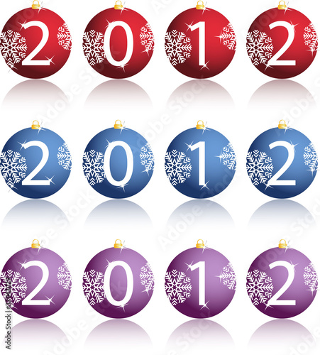 Illustration of New Year balls in 2012