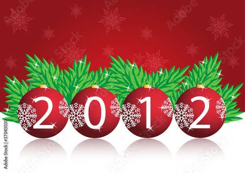 Christmas background with New Year's ball in 2012