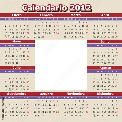 Calendario 2012 Cuadrado