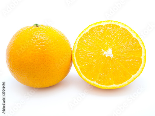 Ripe orange fruits isolated on white background