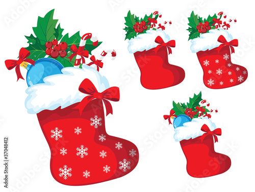 christmas stocking with holly set