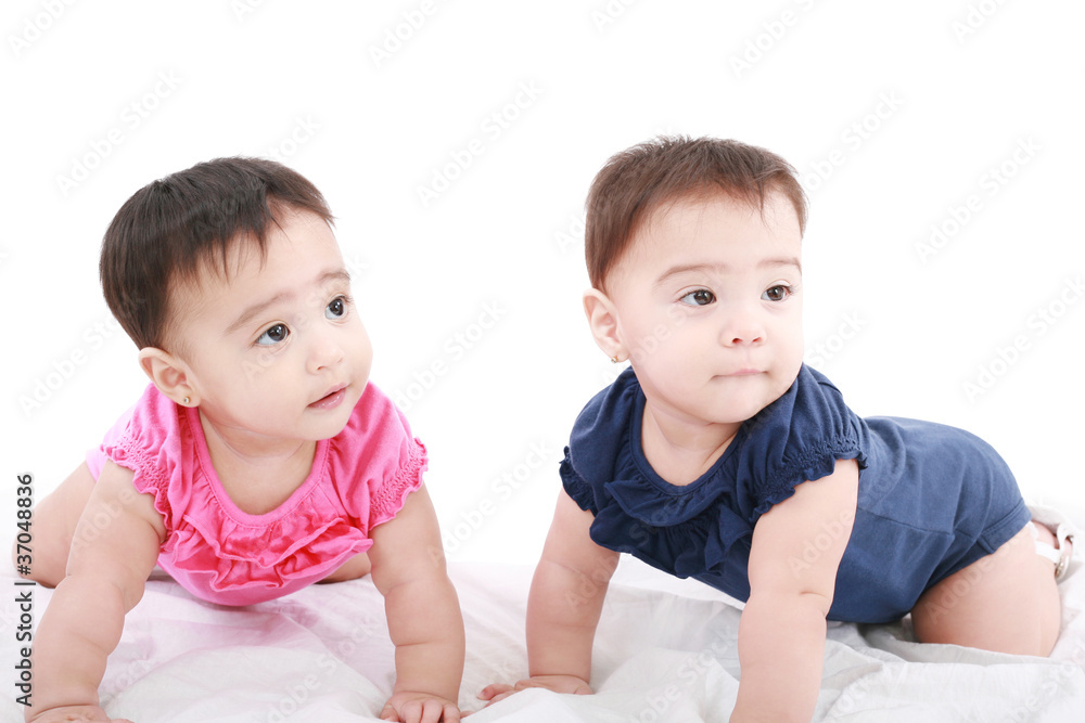 Two twin babies, girls Two twin babies, girls