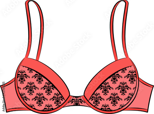 Vintage brassiere with ornament. Vector