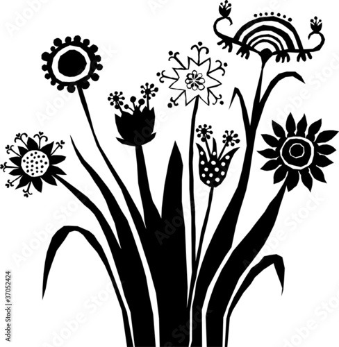 flores abstractas b/n