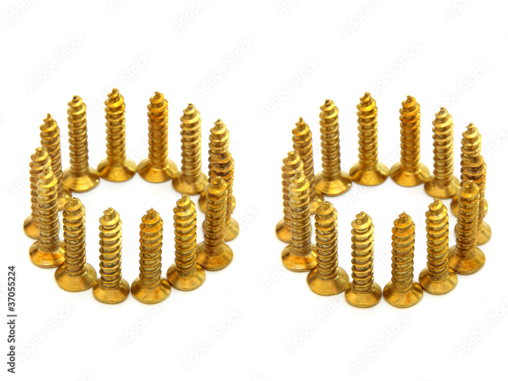 Standing in a circle of steel screw. Standing in a circle of steel screw.