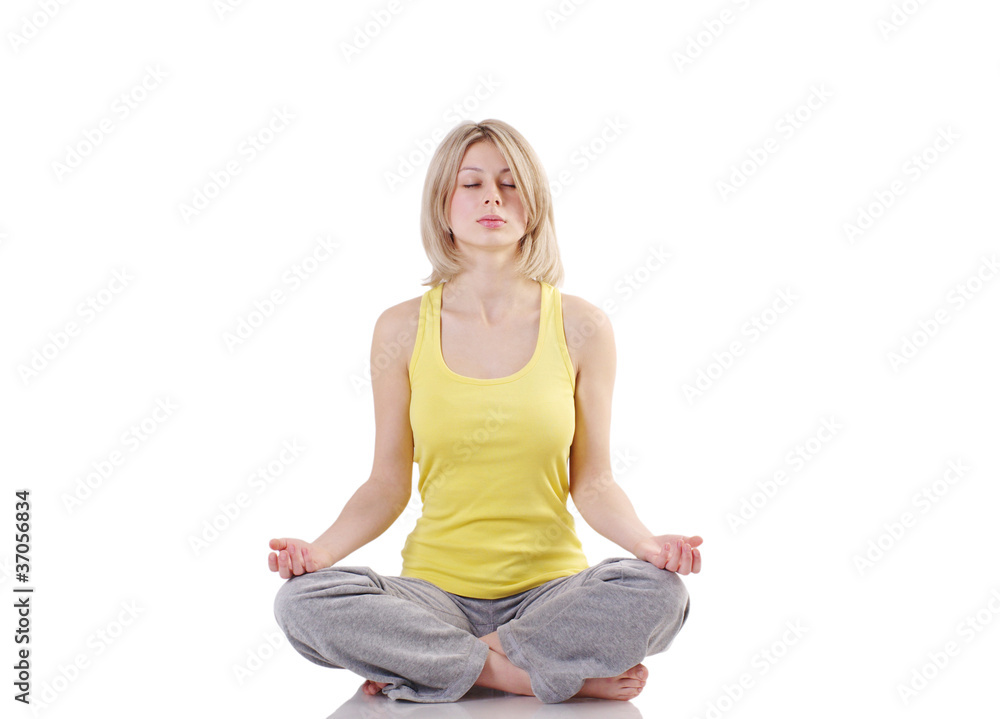 Portrait of healthy girl practicing yoga Portrait of healthy girl practicing yoga