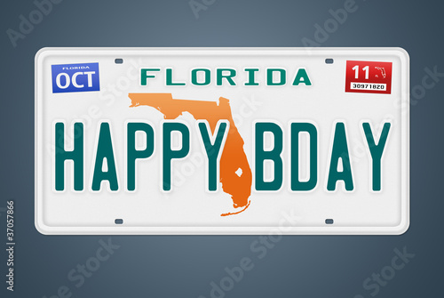 Nummernschild Florida Happy BDay