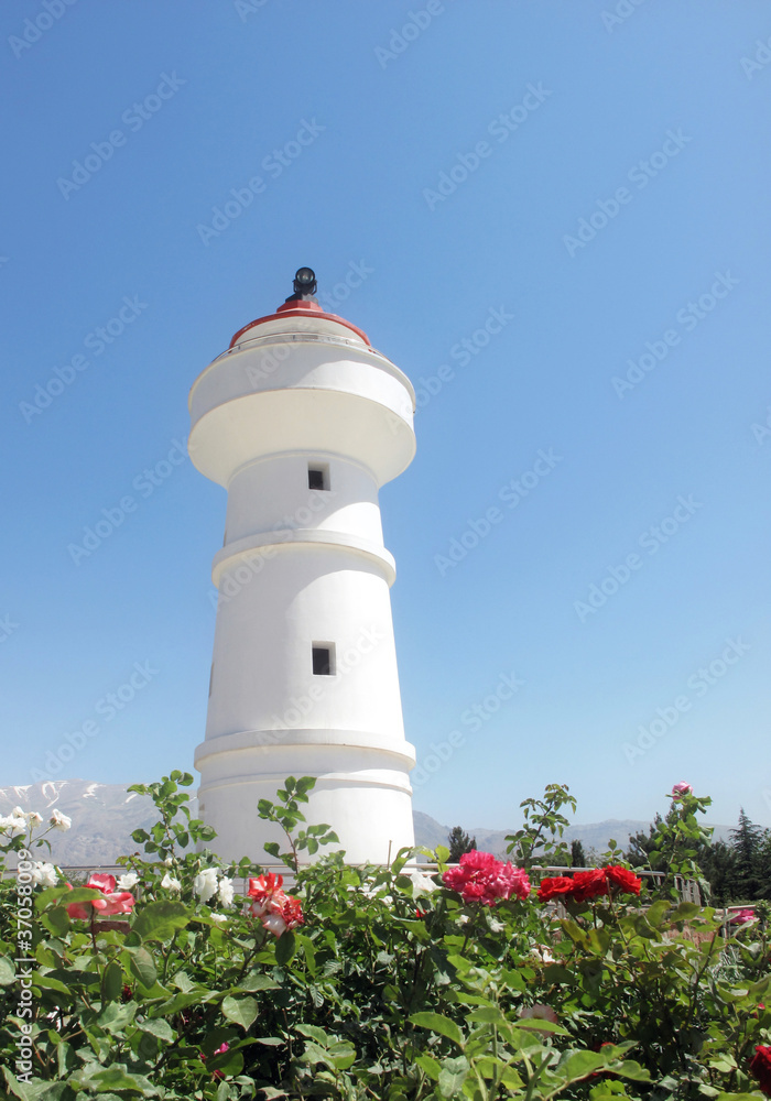 Decorative lighthouse in a park