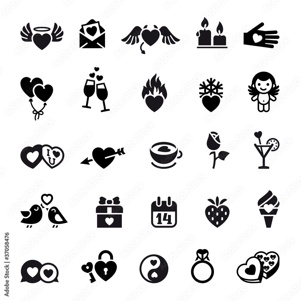 Set valentine day objects Set valentine day objects