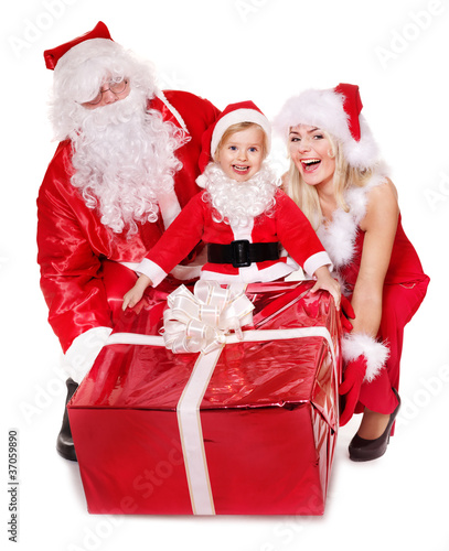 Santa claus family with child.