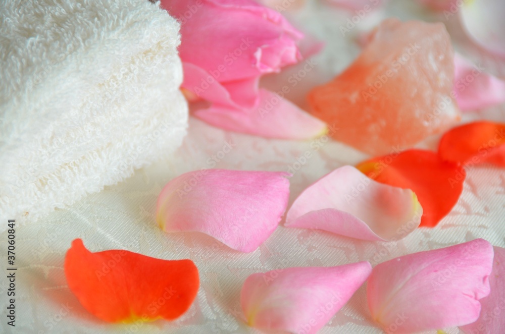rose petal and towel rose petal and towel