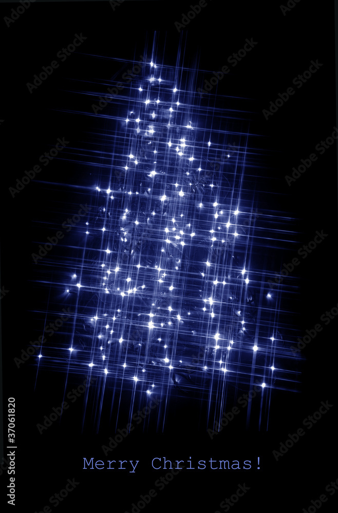 Obraz premium blue lights christmas tree