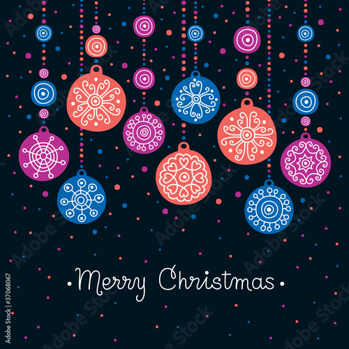 Card with Christmas balls