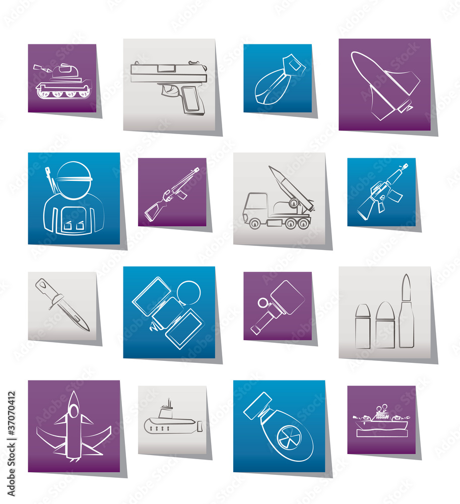 Army, weapon and arms Icons - vector icon set Army, weapon and arms Icons - vector icon set