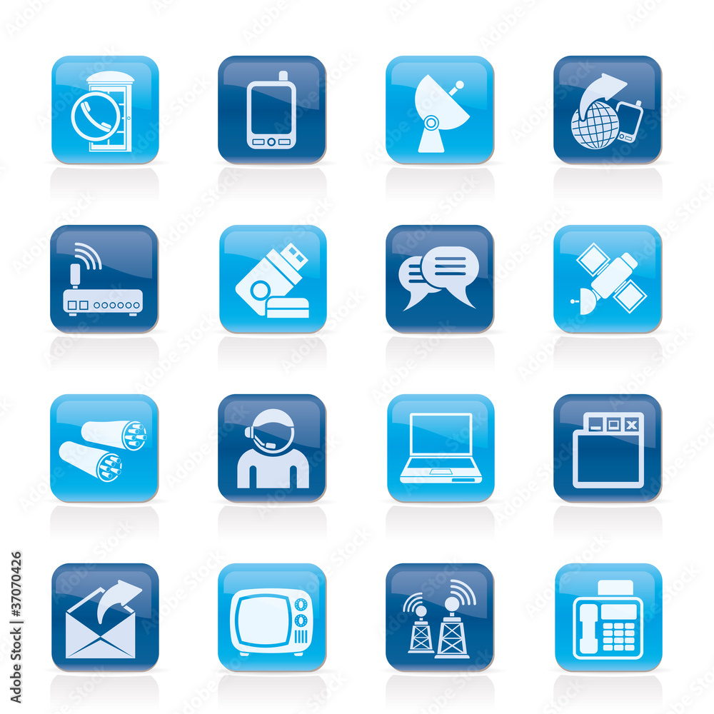 Communication, connection and technology icons Communication, connection and technology icons