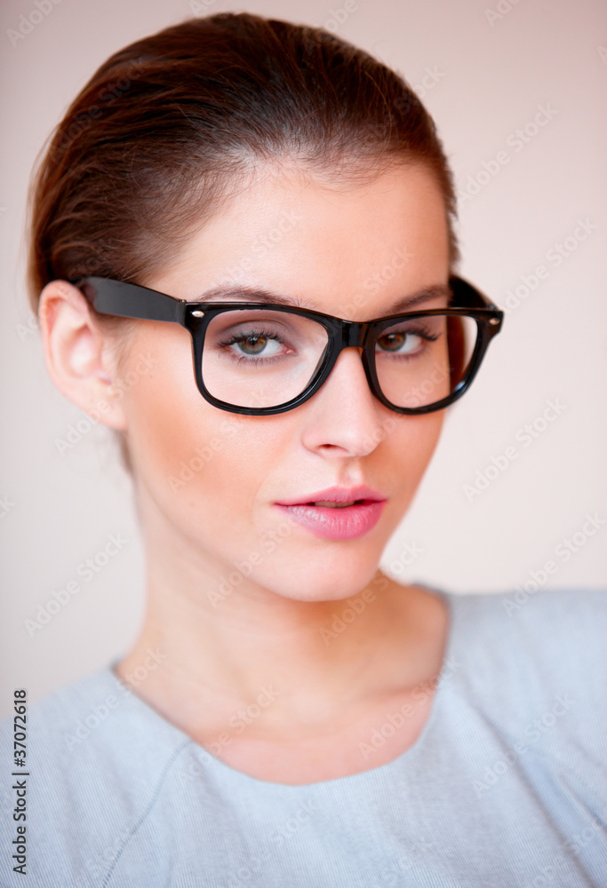 Young attractive business woman with glasses Young attractive business woman with glasses