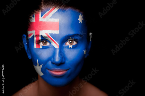 Portrait of a woman with the flag of the Australia photo