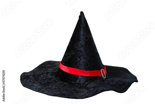 Black cone hat with red strip