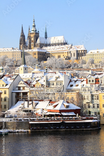 Romantic Snowy Prague gothic Castle  Czech Republic