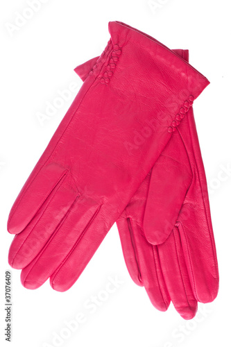 Women pink leather gloves
