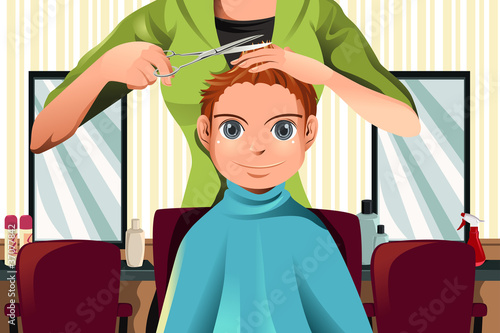 Boy getting a haircut