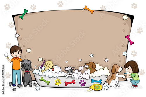 Pets grooming salon banner