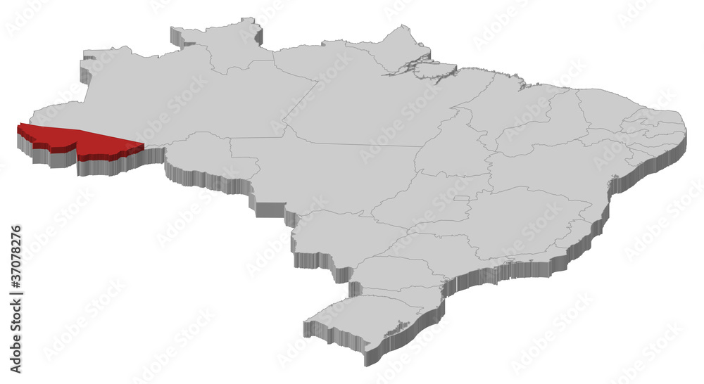 Fototapeta premium Map of Brazil, Acre highlighted
