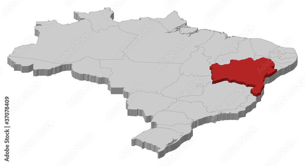 Map of Brazil, Bahia highlighted