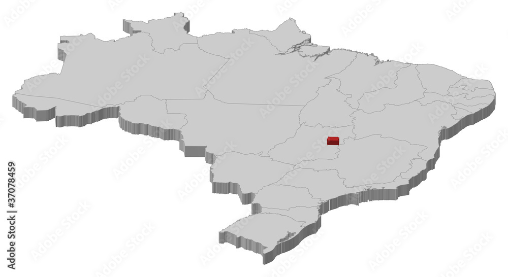 Map of Brazil, Brazilian Federal District highlighted