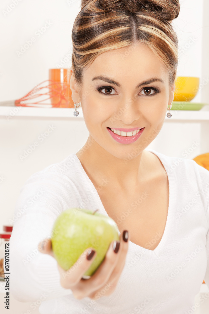 lovely housewife with green apple lovely housewife with green apple