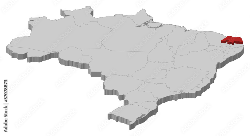 Map of Brazil, Rio Grande do Norte highlighted