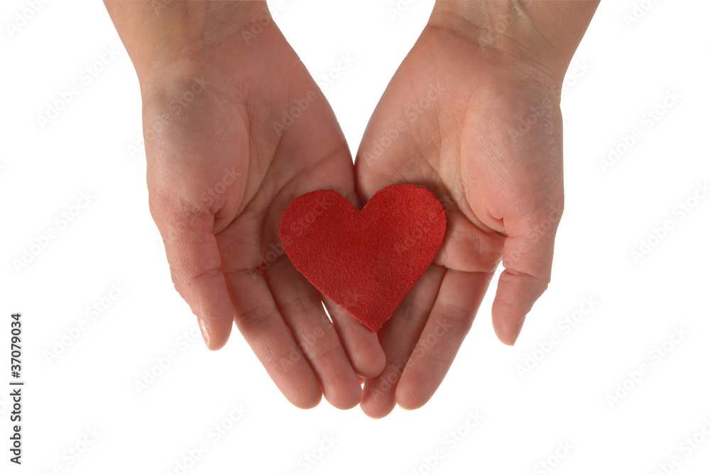 Hands with a red heart