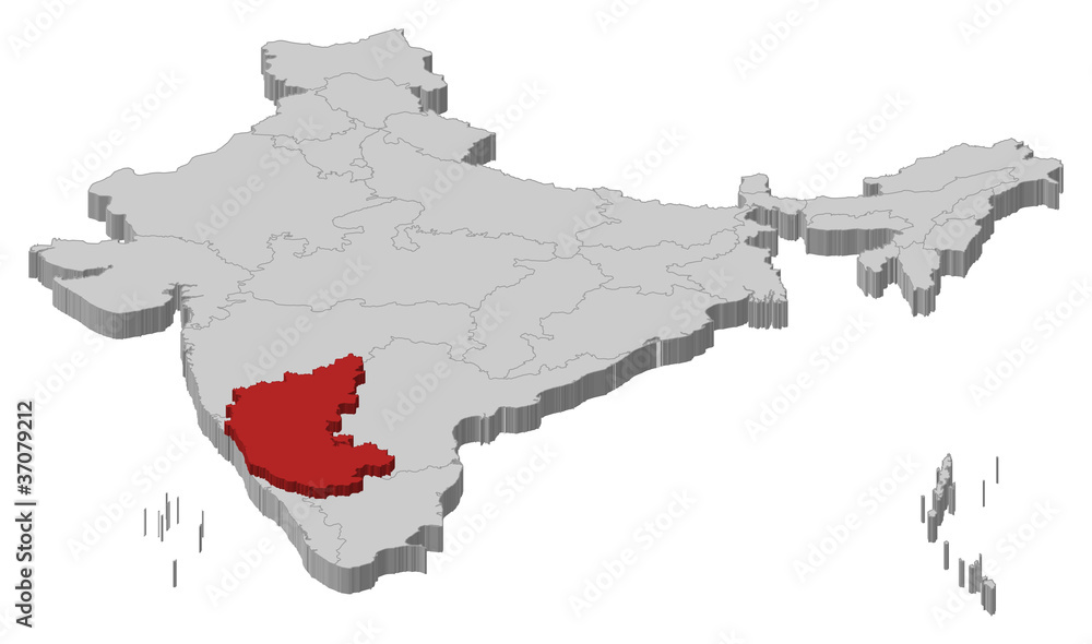 India Map With Karnataka Highlighted Map Of India, Karnataka Highlighted Stock Vector | Adobe Stock