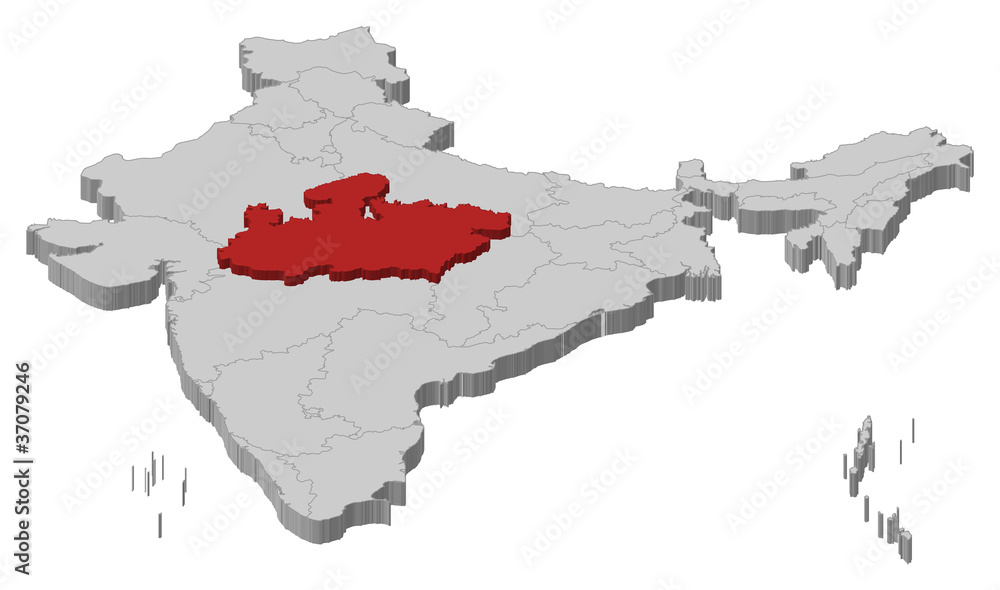 Madhya Pradesh In India Map Map Of India, Madhya Pradesh Highlighted Stock Vector | Adobe Stock