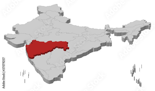 Map of India  Maharashtra highlighted