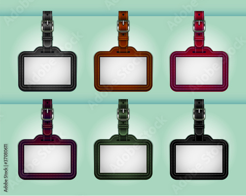 set of leather name tags or price tags