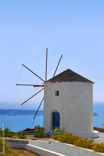 Windmill at Santorini island  Greece