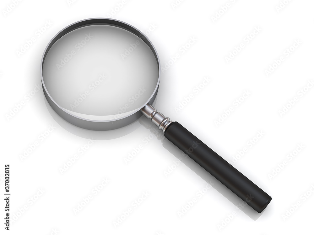 Magnifying glass on white with reflection Magnifying glass on white with reflection